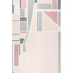 Kirklands Home Cream Geometric Shapes Washable Area Rug, 8x10 Clearance