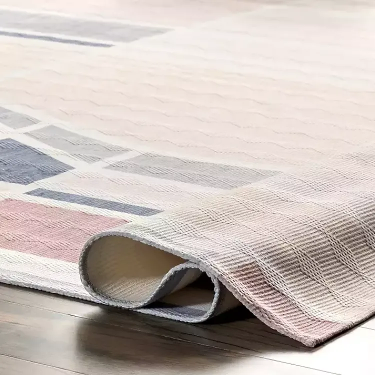 Kirklands Home Cream Geometric Shapes Washable Area Rug, 8x10 Clearance