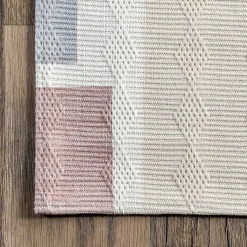 Kirklands Home Cream Geometric Shapes Washable Area Rug, 8x10 Clearance