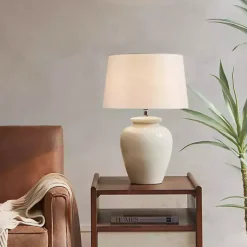 Kirklands Home Cream Glazed Ceramic Anzio Table Lamp White Online