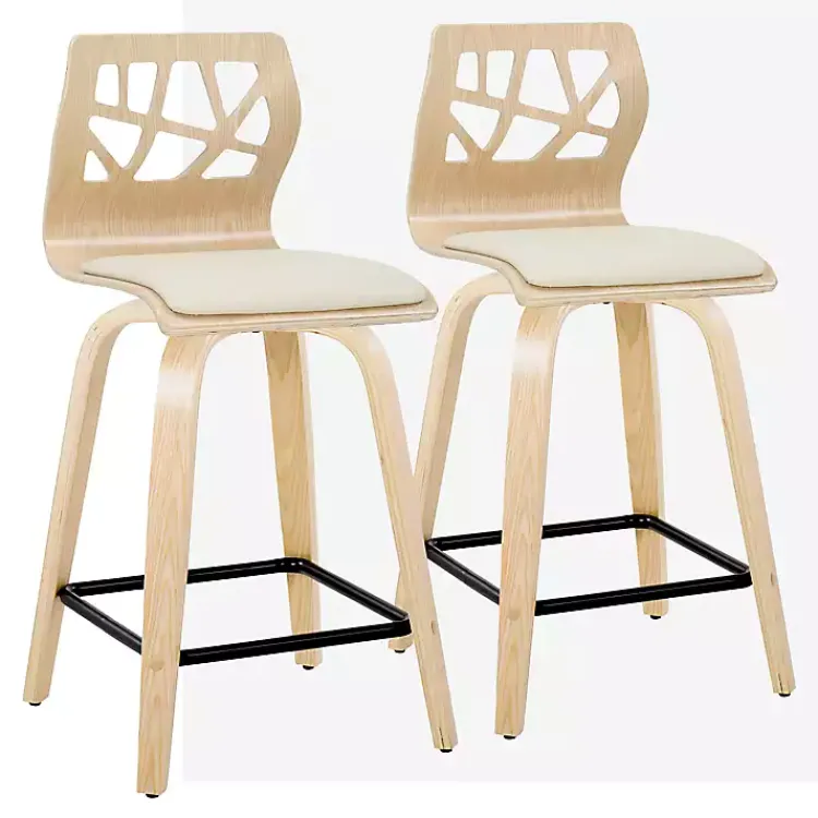 Kirklands Home Cream Golia Swivel Counter Stools, Set of 2 Ivory