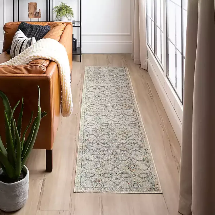 Kirklands Home Cream Granary Floral Runner, 2x8 Ivory Outlet