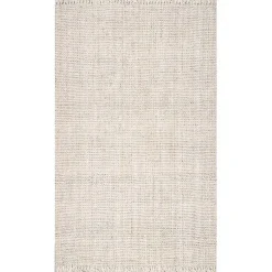 Kirklands Home Cream Hand Woven Looped Jute Area Rug, 5x7 Ivory Discount