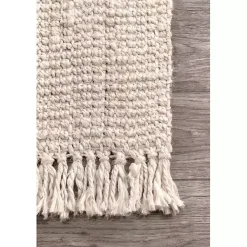Kirklands Home Cream Hand Woven Looped Jute Area Rug, 5x7 Ivory Discount