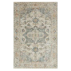 Kirklands Home Cream Hartley Medallion Area Rug, 6x9 Ivory Best
