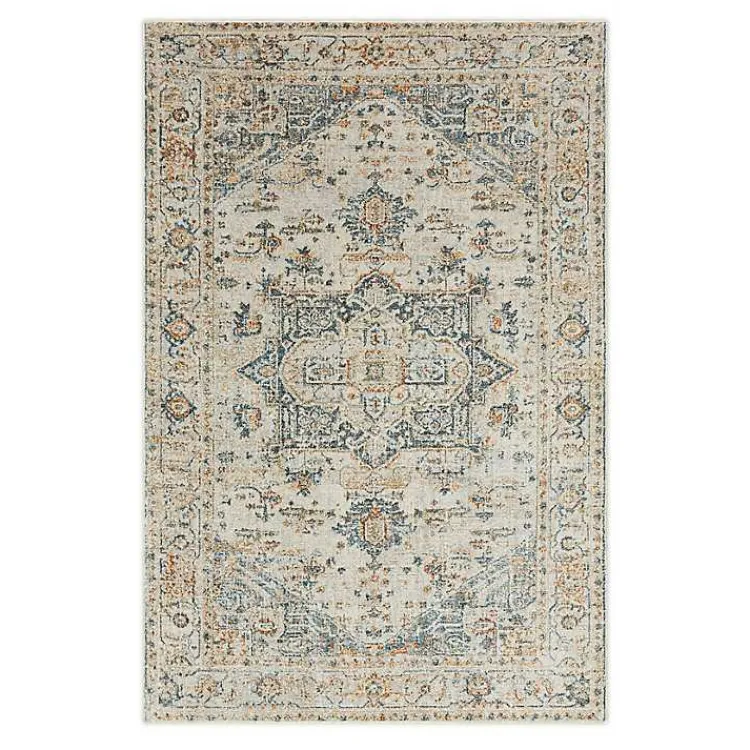Kirklands Home Cream Hartley Medallion Area Rug, 6x9 Ivory Best