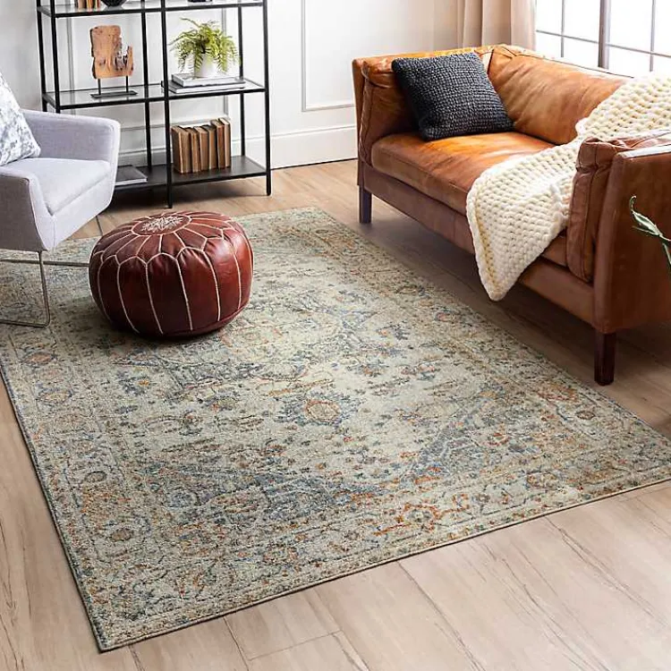 Kirklands Home Cream Hartley Medallion Area Rug, 6x9 Ivory Best