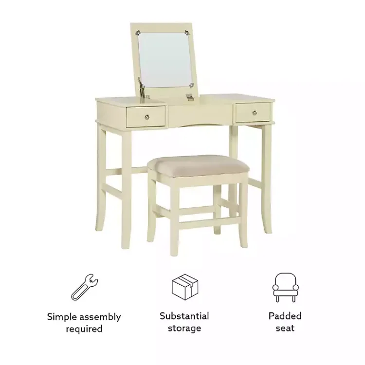 Kirklands Home Cream Jennifer Flip-Top 2-pc. Vanity Set White Hot