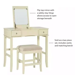 Kirklands Home Cream Jennifer Flip-Top 2-pc. Vanity Set White Hot