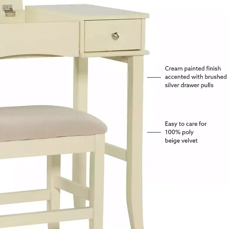 Kirklands Home Cream Jennifer Flip-Top 2-pc. Vanity Set White Hot