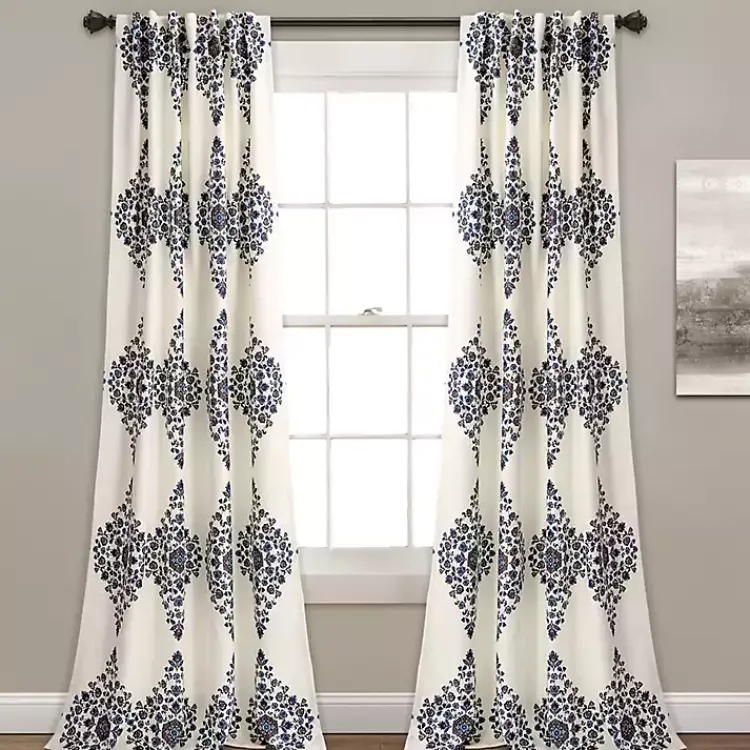 Kirklands Home Cream Keya Medallion Curtain Panel Set, 84 in.