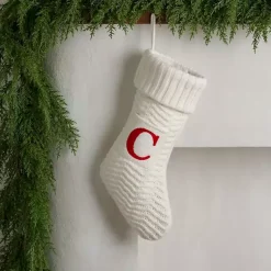 Monogram Seasonal Decor>Kirklands Home Cream Knit Monogram C Christmas Stocking