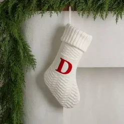 Monogram Seasonal Decor>Kirklands Home Cream Knit Monogram D Christmas Stocking