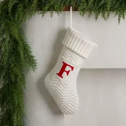 Monogram Seasonal Decor>Kirklands Home Cream Knit Monogram F Christmas Stocking