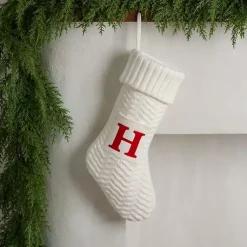 Monogram Seasonal Decor>Kirklands Home Cream Knit Monogram H Christmas Stocking
