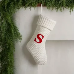 Monogram Seasonal Decor>Kirklands Home Cream Knit Monogram S Christmas Stocking