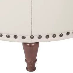 Kirklands Home Cream Leather Antique Nailhead Storage Ottoman Ivory Discount