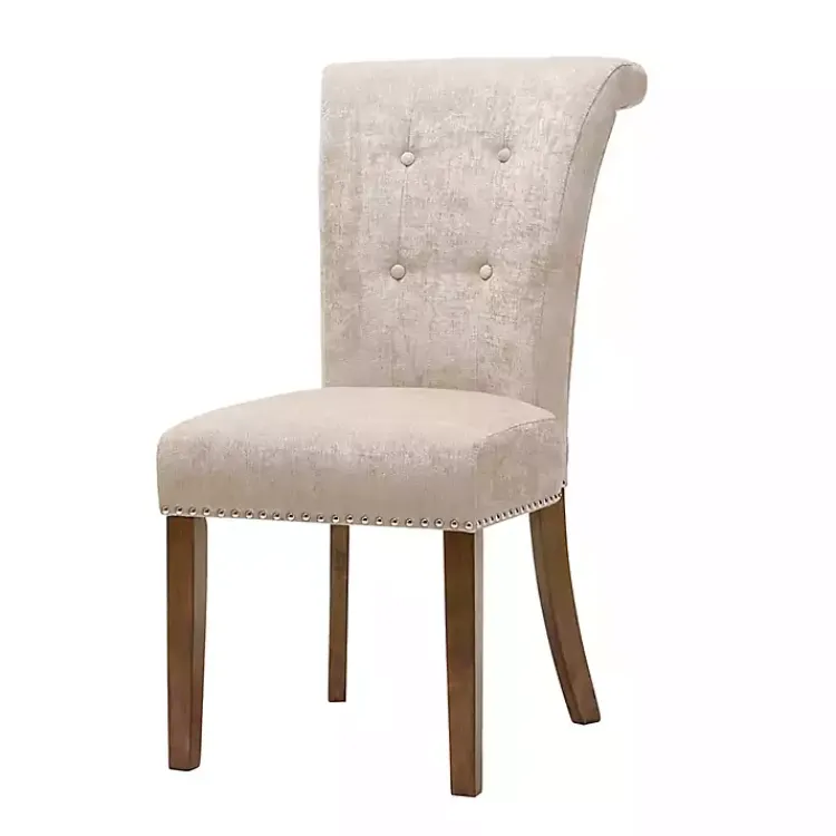 Kirklands Home Cream Linen Rolled Back Dining Chairs, Set of 2 Ivory Discount
