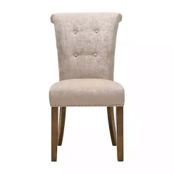 Kirklands Home Cream Linen Rolled Back Dining Chairs, Set of 2 Ivory Discount