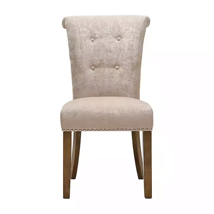 Kirklands Home Cream Linen Rolled Back Dining Chairs, Set of 2 Ivory Discount