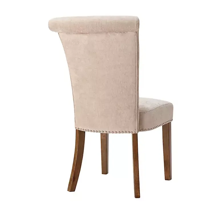 Kirklands Home Cream Linen Rolled Back Dining Chairs, Set of 2 Ivory Discount