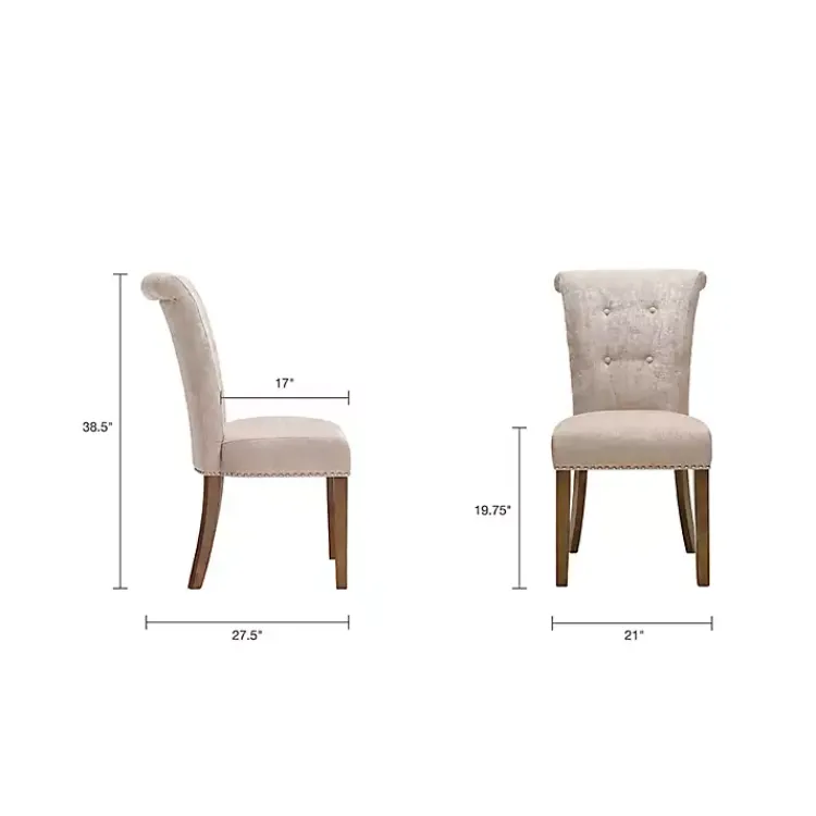 Kirklands Home Cream Linen Rolled Back Dining Chairs, Set of 2 Ivory Discount