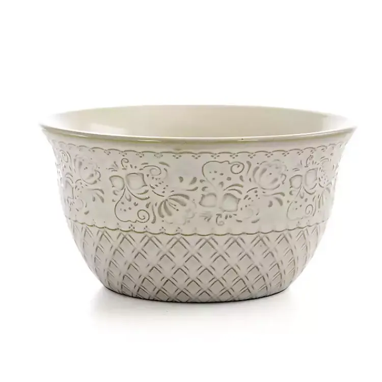 Kirklands Home Cream Lotus Pattern 16-pc. Square Dinnerware Set Ivory Best