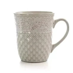 Kirklands Home Cream Lotus Pattern 16-pc. Square Dinnerware Set Ivory Best