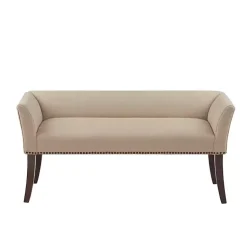 Kirklands Home Cream Low Back Flared Arms Bench Ivory Discount
