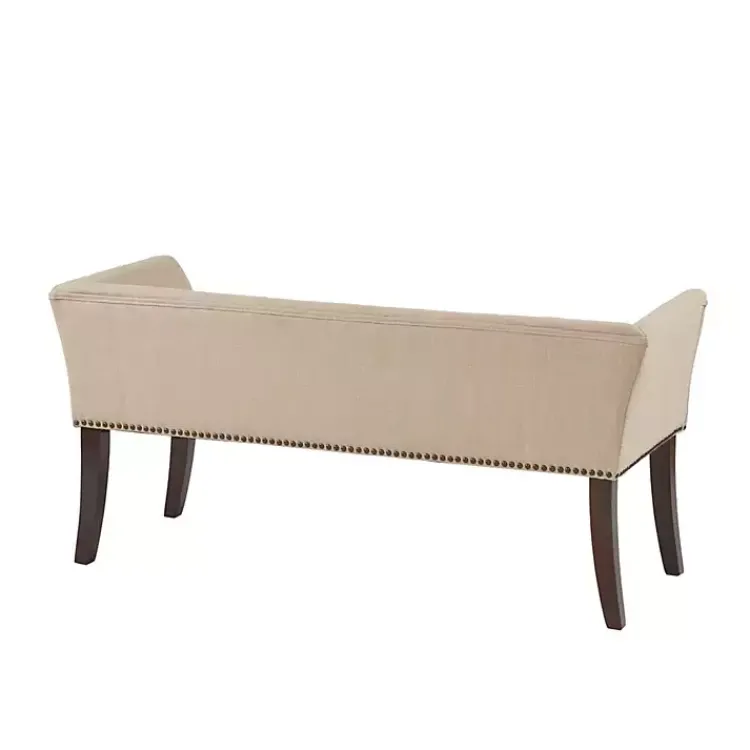 Kirklands Home Cream Low Back Flared Arms Bench Ivory Discount