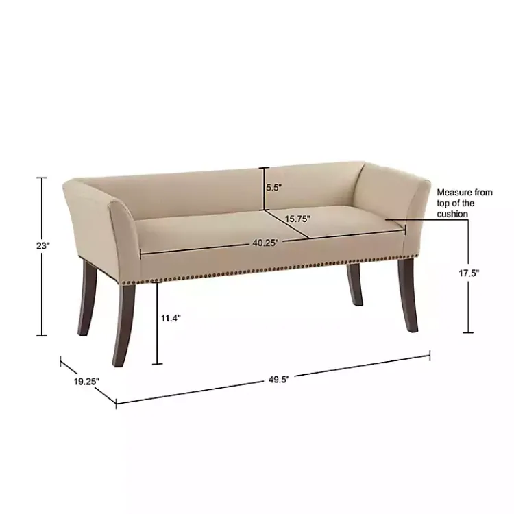 Kirklands Home Cream Low Back Flared Arms Bench Ivory Discount