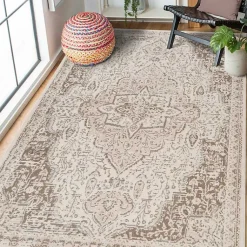 Kirklands Home Cream Medallion Area Rug, 8x10 Ivory Hot