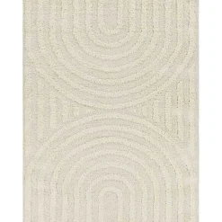 Kirklands Home Cream Modern Curve Area Rug, 5x7 Ivory New