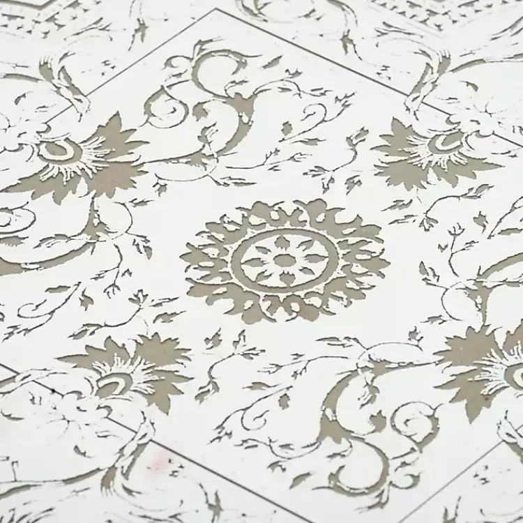 Decorative Trays>Kirklands Home Cream Moroccan Pattern Tray with Gold Edges White