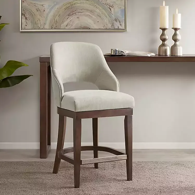 Kirklands Home Cream Open Back Swivel Base Counter Stool White New