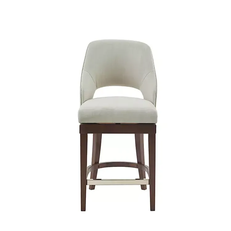 Kirklands Home Cream Open Back Swivel Base Counter Stool White New