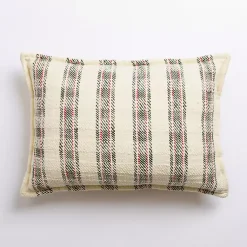 Christmas Pillows>Kirklands Home Cream Plaid Lumbar Christmas Pillow White