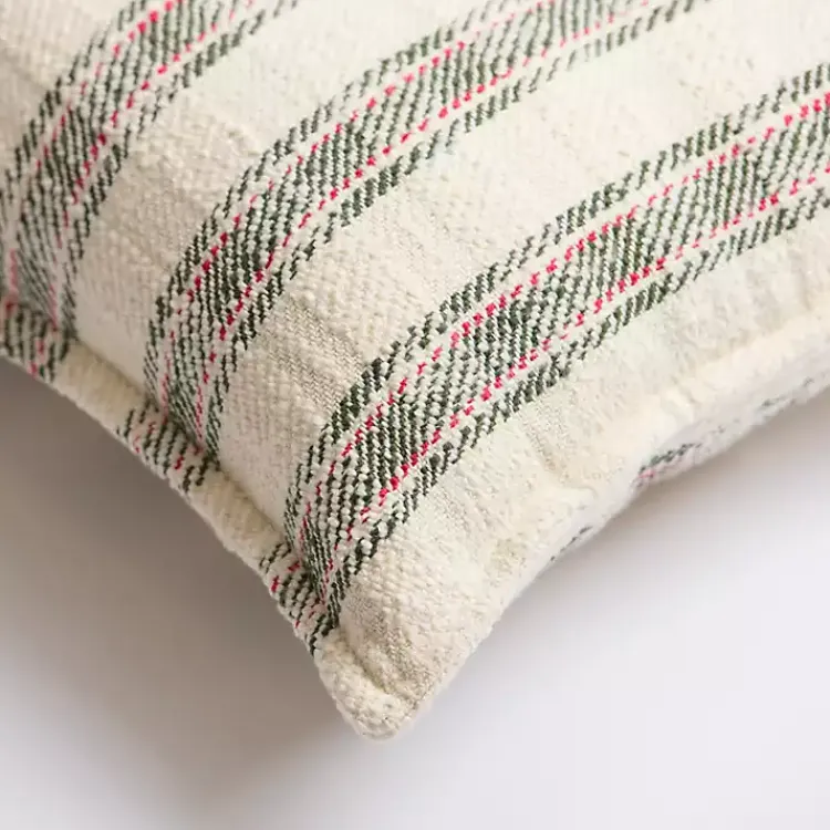 Christmas Pillows>Kirklands Home Cream Plaid Lumbar Christmas Pillow White
