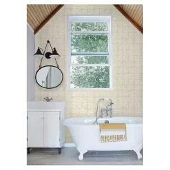Kirklands Home Cream Provincial Tiles Peel & Stick Wallpaper Tan New