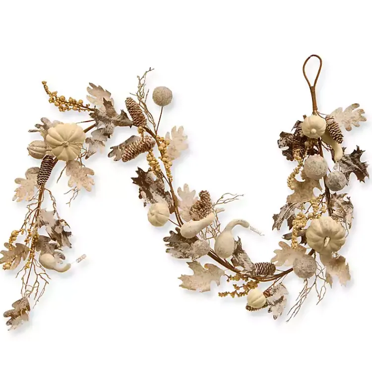 Fall>Kirklands Home Cream Pumpkin and Gourd Garland Ivory