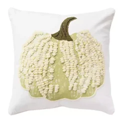 Fall>Kirklands Home Cream Pumpkin with Stem Harvest Throw Pillow Ivory