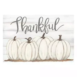 Fall>Kirklands Home Cream Pumpkins Thankful Canvas Art Print