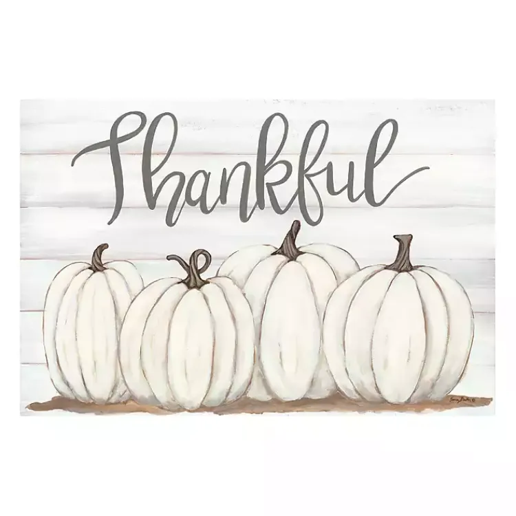 Fall>Kirklands Home Cream Pumpkins Thankful Canvas Art Print