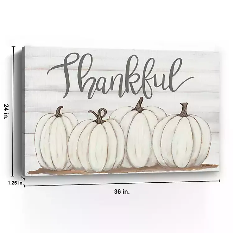 Fall>Kirklands Home Cream Pumpkins Thankful Canvas Art Print