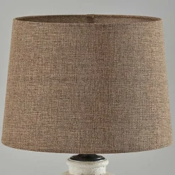 Kirklands Home Cream Ribbed Ceramic Shade Table Lamp Brown New