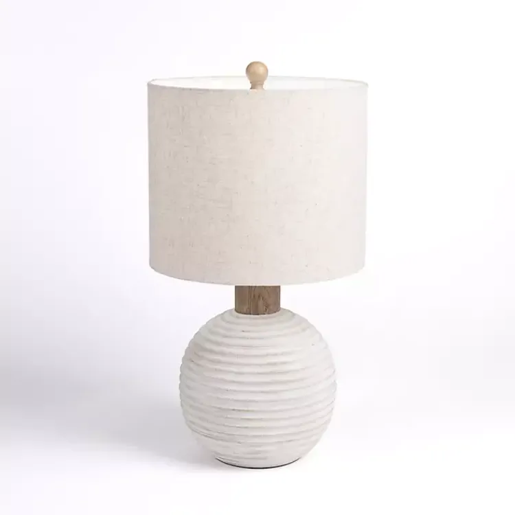 Kirklands Home Cream Ridged Round Table Lamp Tan Sale