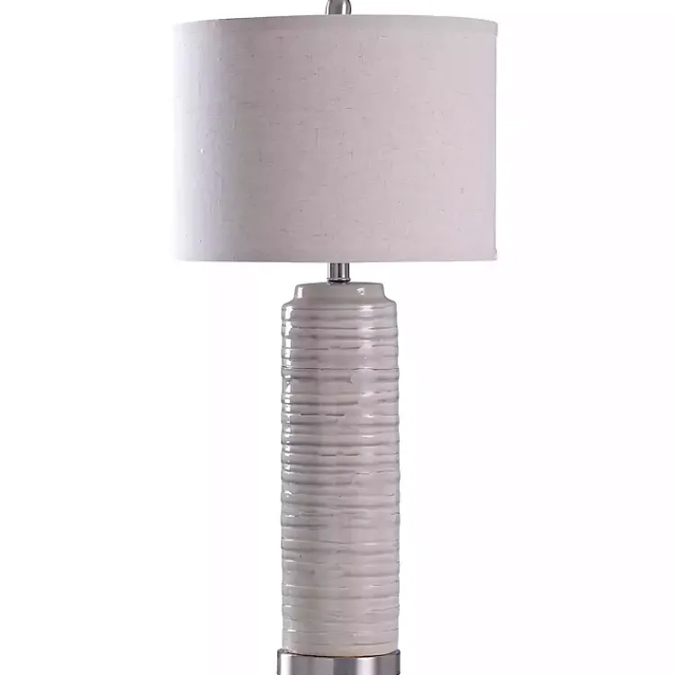Kirklands Home Cream Ringed Ceramic Table Lamp White