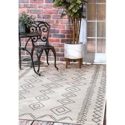 Kirklands Home Cream Serna Tribal Outdoor Area Rug, 5x7 Best