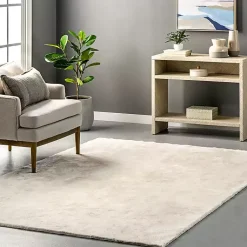 Kirklands Home Cream Shag Washable Area Rug, 8x10 White New