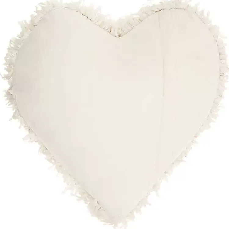 Valentines Day Decorations>Kirklands Home Cream Shaggy Heart Shaped Pillow White